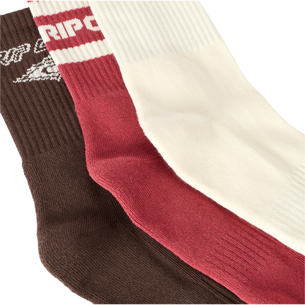 2026 Rip Curl Womens Icons Of Surf Sock 3 Pack 00EWSO - Maroon
